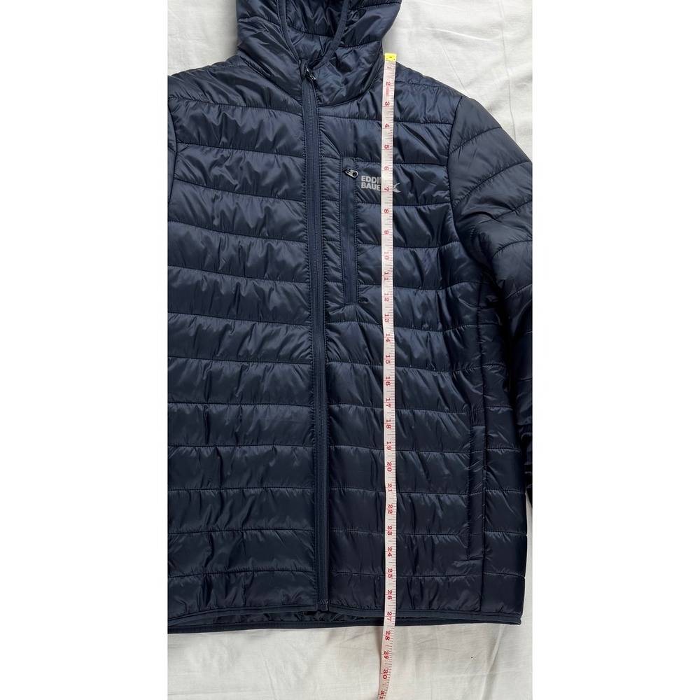 Eddie Bauer Baywood Hooded Jacket Mens Medium Blue Puffer hiking outdoor NWT - Picture 11 of 16